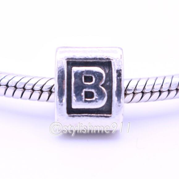 Authentic PANDORA Silver Letter B Charm Bead - 790323B - Picture 1 of 9